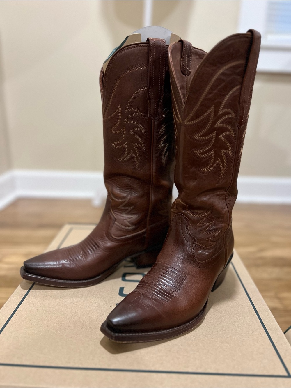 Tecovas Women’s Brown Leather Cowboy Boots - The Annie - Sequoia Cowhide Leather - Picture 13 of 15